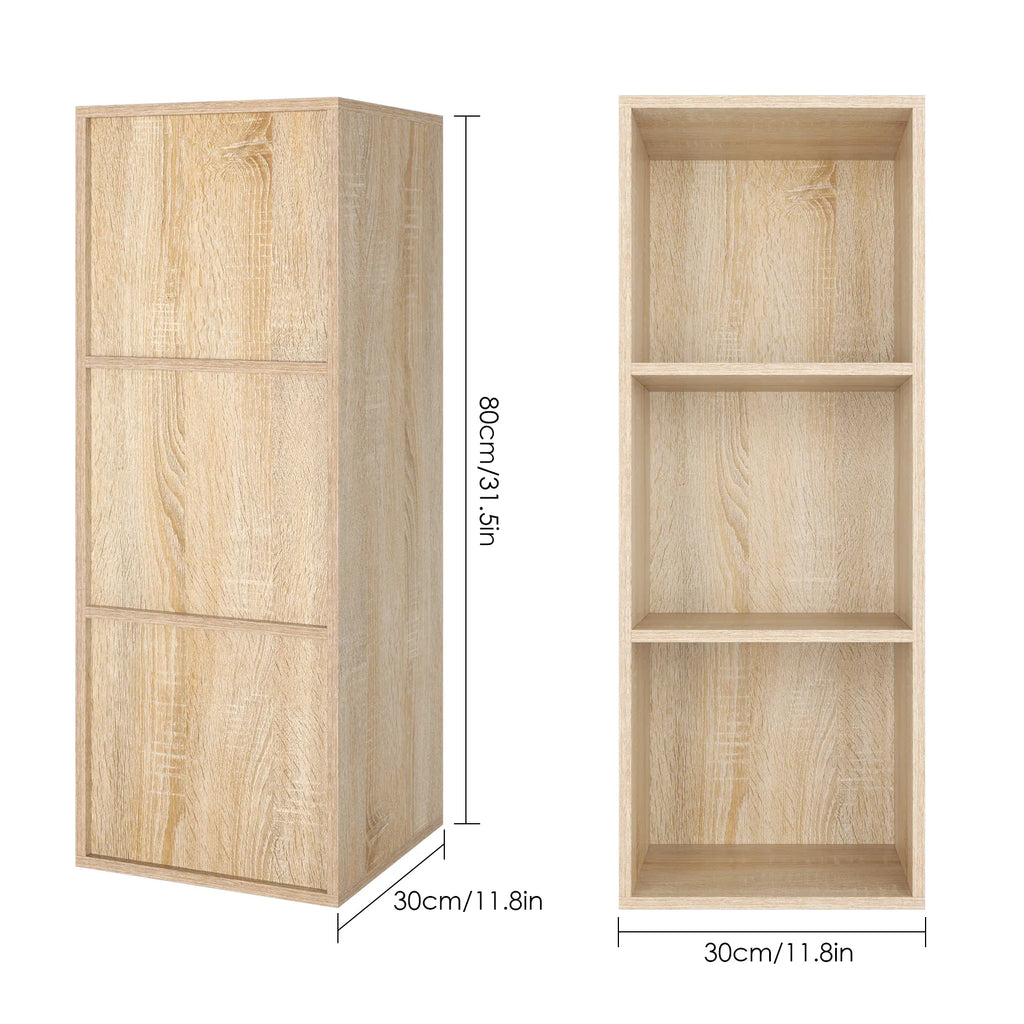 Getone Small Bookcase, White Bookshelf, 3 Cubes Storage Unit, Living Room Bookcase Wooden 30x30x80cm - view 5