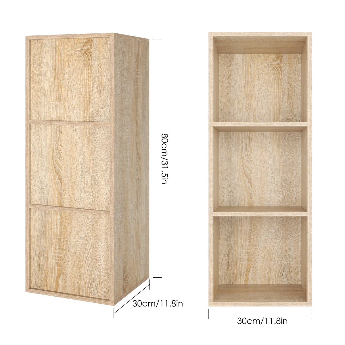 Getone Small Bookcase, White Bookshelf, 3 Cubes Storage Unit, Living Room Bookcase Wooden 30x30x80cm - view 5