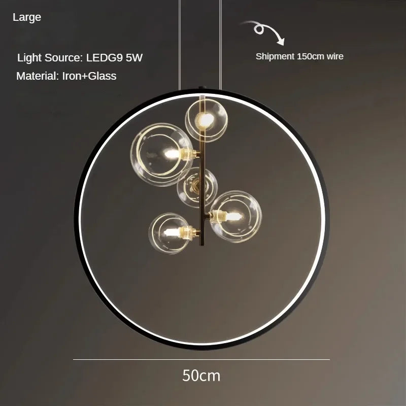 Modern design bubble glass pendant light for restaurant - D 50cm / Cool White