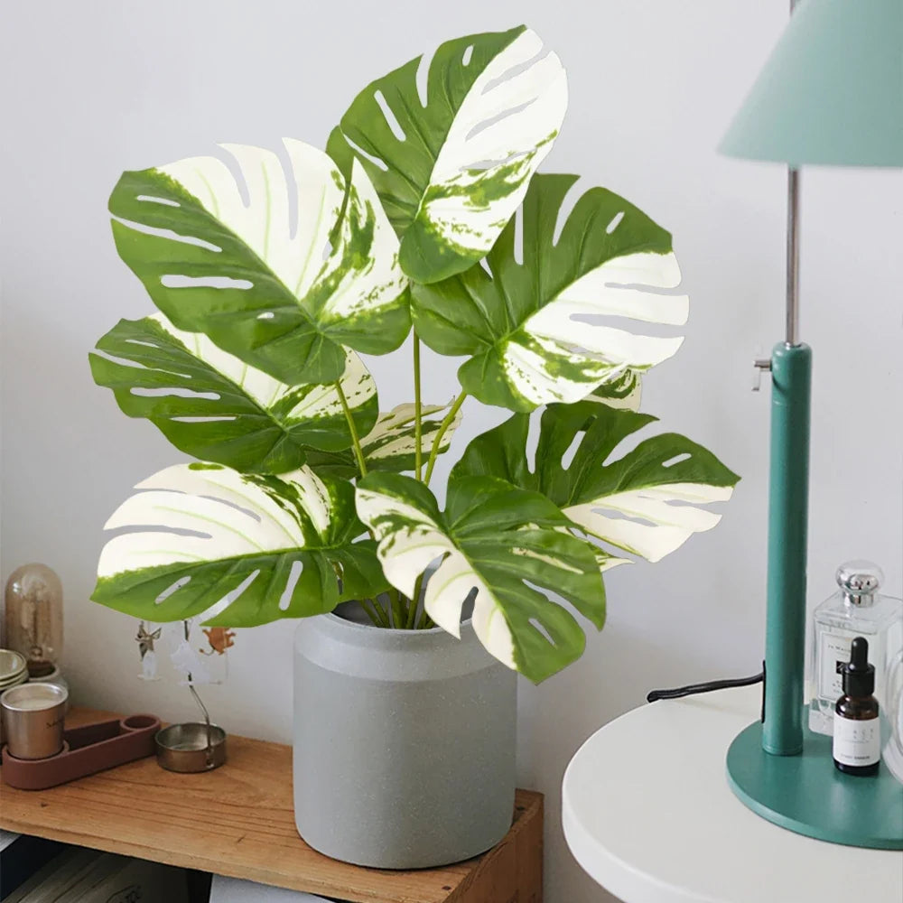 Artificial tropical turtle plant with decorative leaves for indoors - view 3