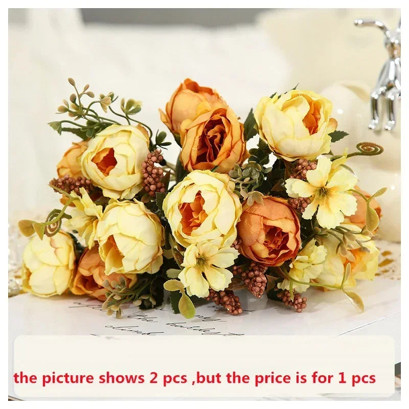 Romantic Artificial Peony Bouquet for Home Decor - Champagne