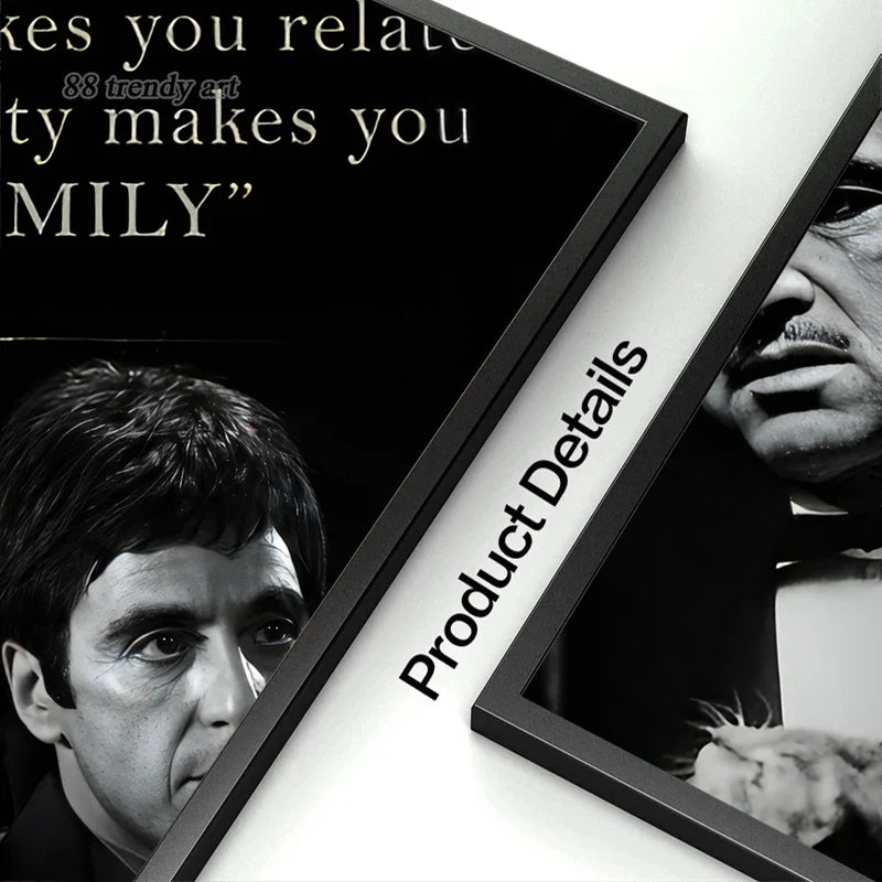 Black and White Movie Scarface and Godfather Canvas Painting Tony Montana , Don Vito Corleone Quotes Posters Pictures Home decor - view 6