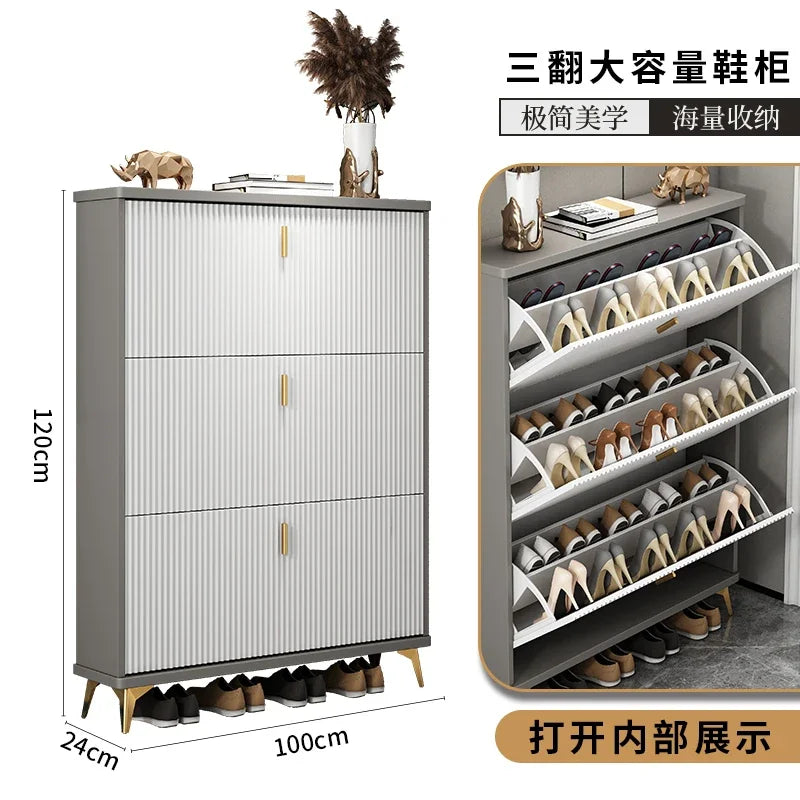 Modern multilayer shoe cabinet for optimal storage - 100x24x120cm