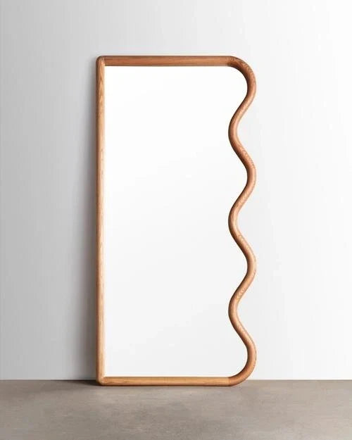 Creative retro mirror in wood for wall interior decoration - Burlywood Wood / 80x180cm