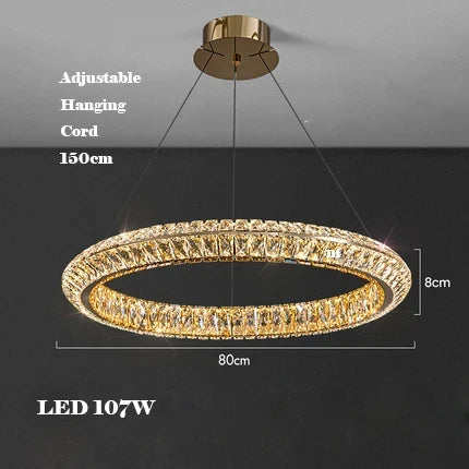 Gold crystal chandelier postmodern design for elegant interior - Neutral Light / Dia80cm A