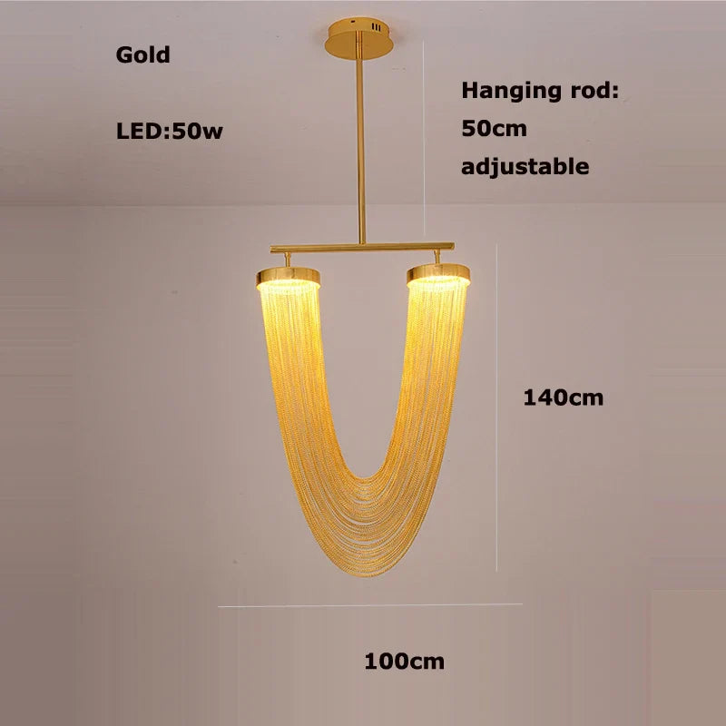 Chandelier art decorative led dimmable in gold-gold aluminum modern elegant design - Dimmable / Gold 1