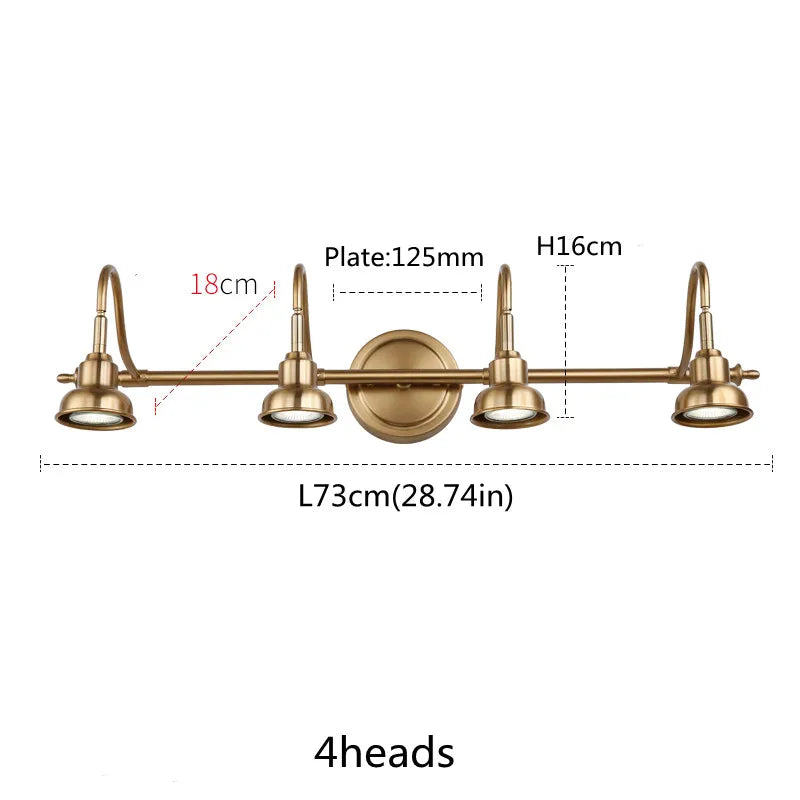 American Bronze Mirror Front Light , Bathroom Wall Lamps Mirror Light ,Powder Room Mirror Wall Lights Lighting LED Makeup Mirror - 4 Heads Bronze A / Light Warm