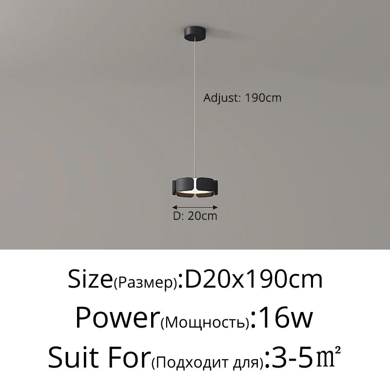 LED pendant light upliftable style minimalist Italian for modern decoration - Black Head 1 / 3 Colors No Remote