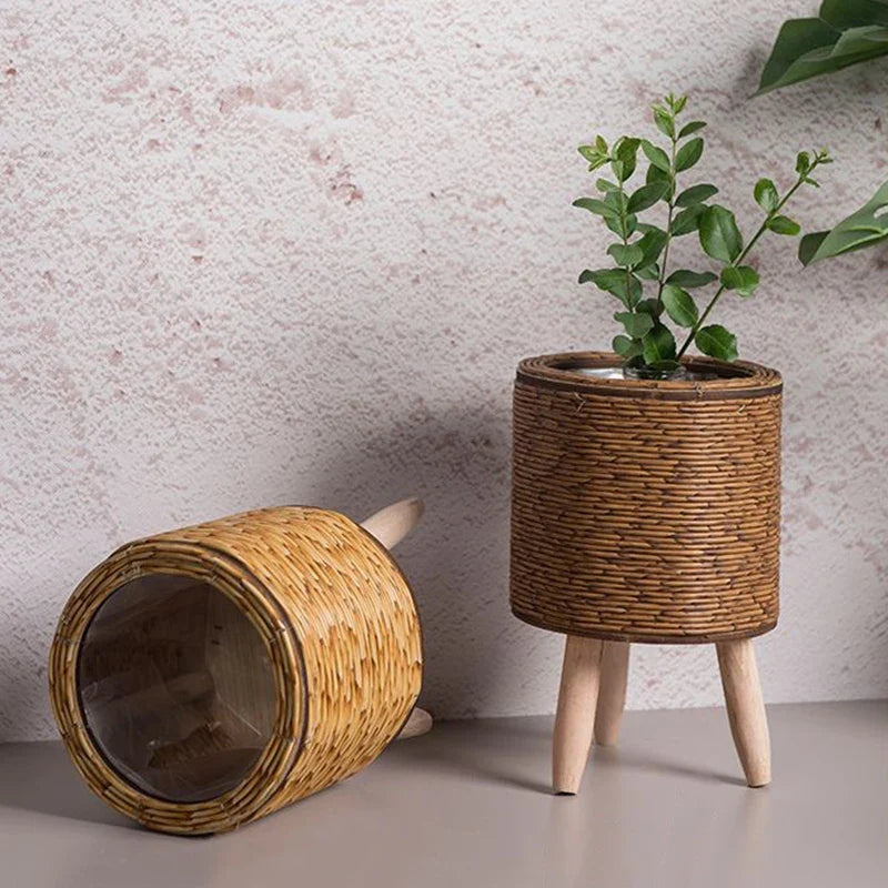 Nordic flower shelf in rattan imitation with removable feet - view 3