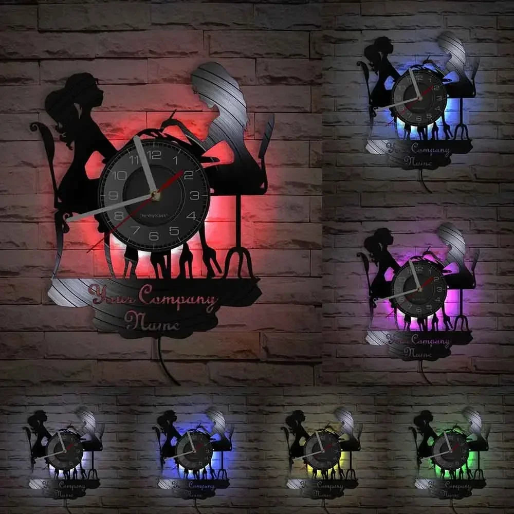 Vinyl wall clock for manicure and beauty salon - With LED10