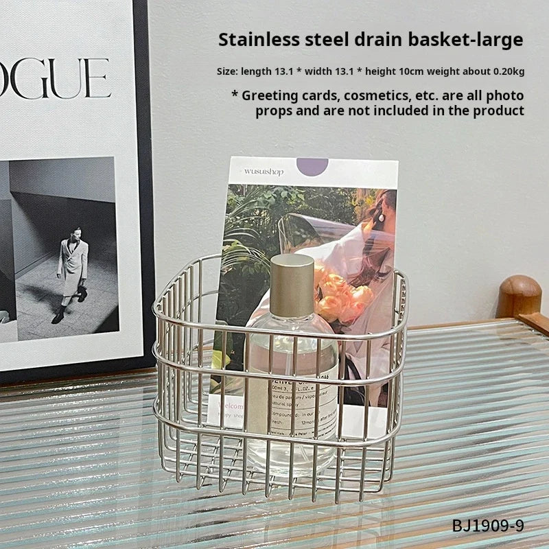 Stainless steel square storage basket to organize your interior - view 5