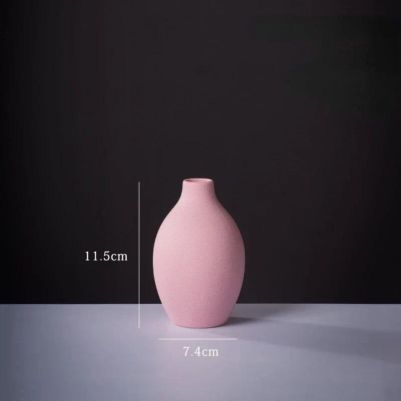 Ceramic Small Vase for Home Decoration, Simple and Modern, Round Flowers, Solid Color, New - 8