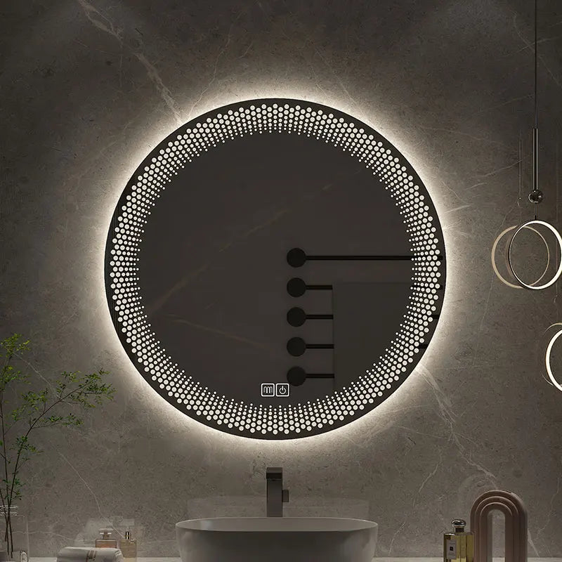LED round mirror with adjustable backlight and intelligent anti-fog
