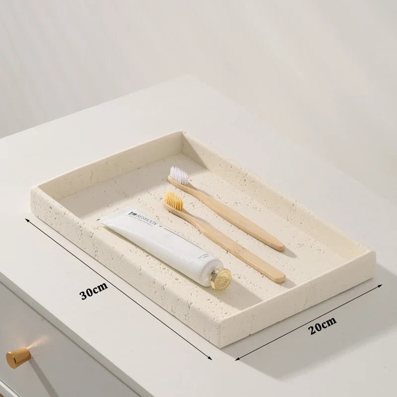 Wabi-Sabi-Electric Toothbrush Holder Set, Bathroom Toothbrush Cup, Vanity Desktop Storage Tray, Home Decoration - Tray - 30x20cm
