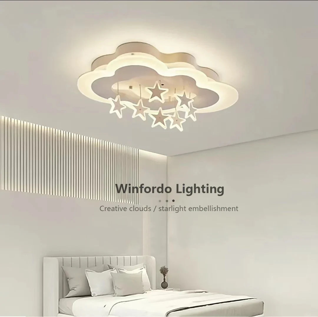 Bright ceiling lamp stars clouds for children's room
