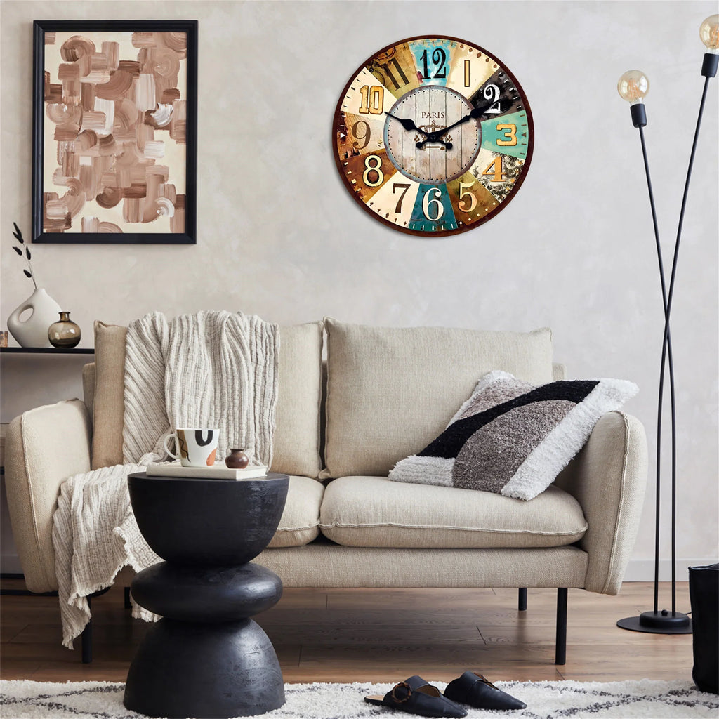 Wooden retro wall clock for silent interior decoration - view 7