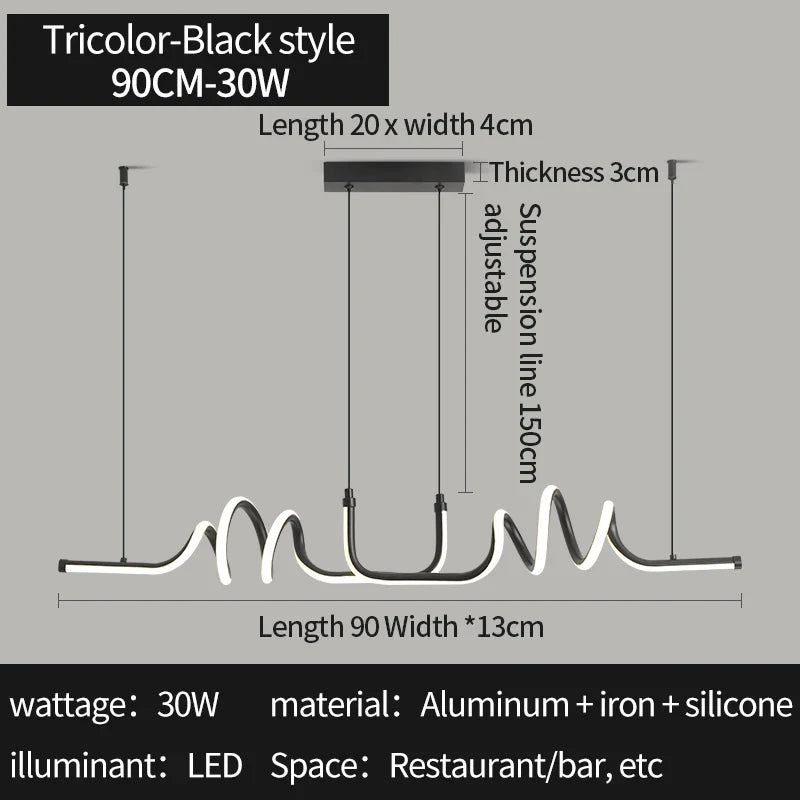 Modern and minimalist pendant light for interior decorative lighting - 90CM / Tricolore NO RC