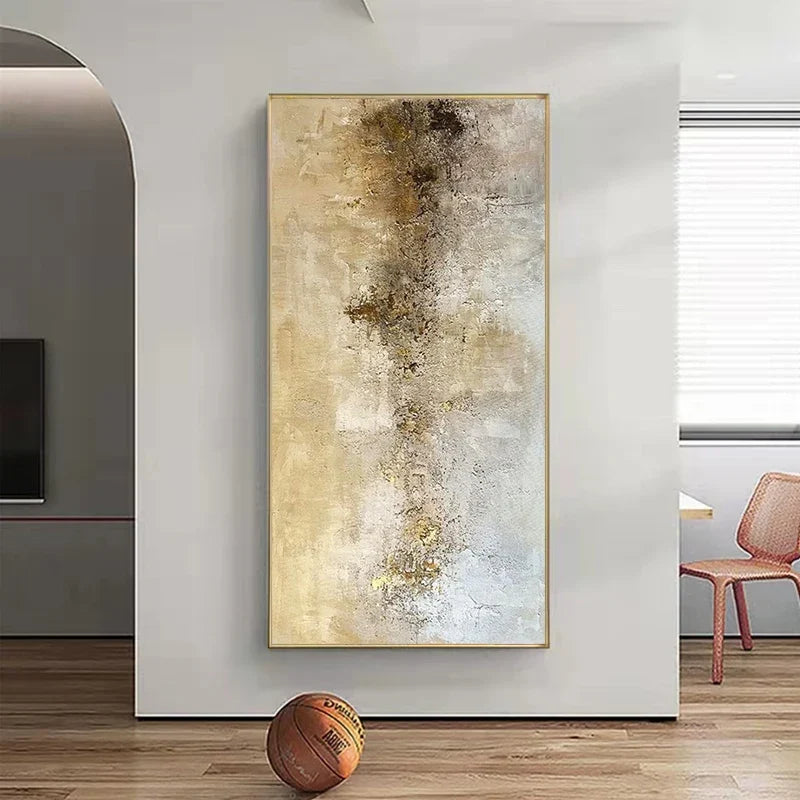 Customizable, Pure Hand-painted Abstract Decorative Painting, Living Room Background Wall Large Gold Leaf, Art Canvas Painting