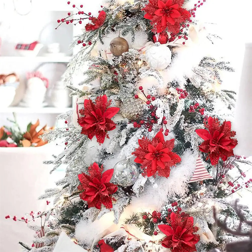 Hanging decoration glittery flower for Christmas tree - view 5
