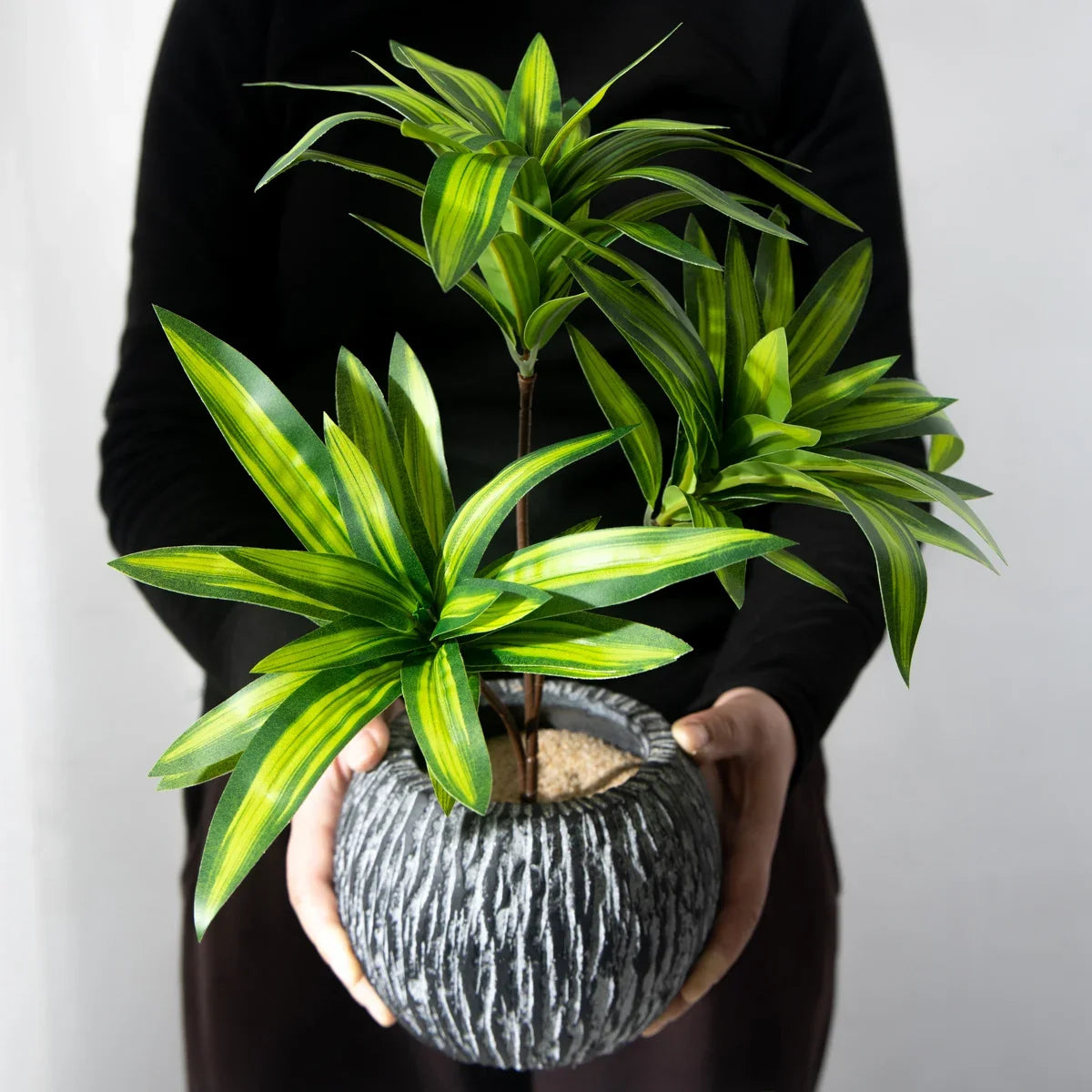 Artificial tropical plant with three heads in decorative pot - view 6