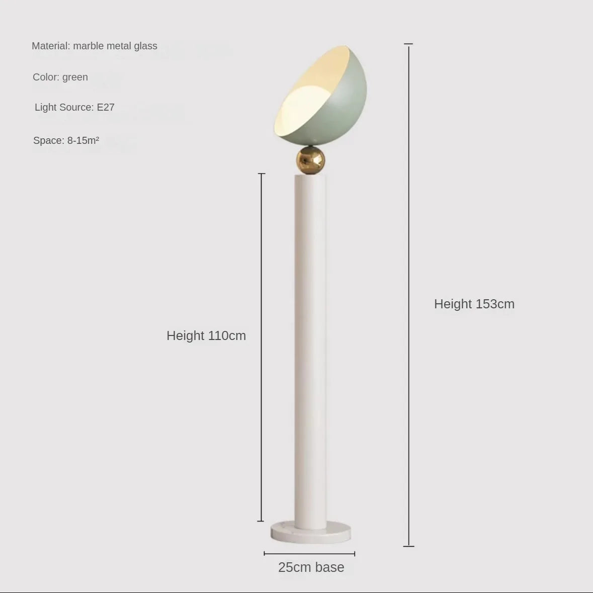 Minimalist bedside lamp for modern and elegant interior - 3 modifiables / Green-153cm