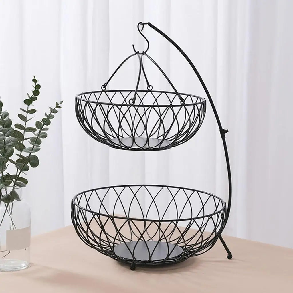 Two-level fruit basket for practical storage - Black B