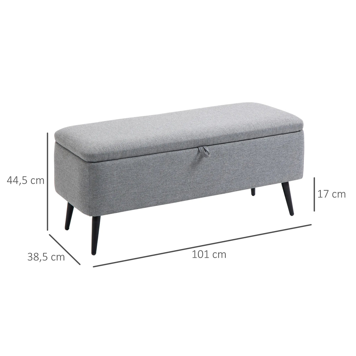HOMCOM storage bench upholstered in linen with flip cover 101x38,5x44,5 cm - view 3