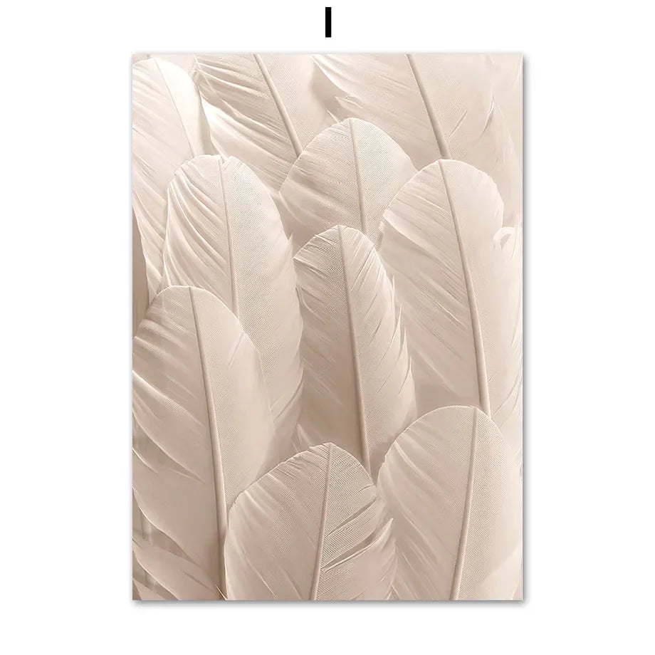 Plant orchid feather art wall for interior decoration - 15X20 cm No Framed / I