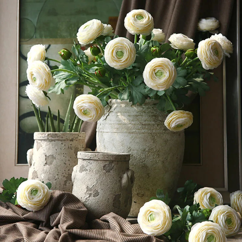 Gold button heads artificial silk flowers wedding decoration
