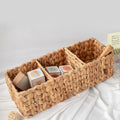 Hand woven storage basket three compartments in rattan