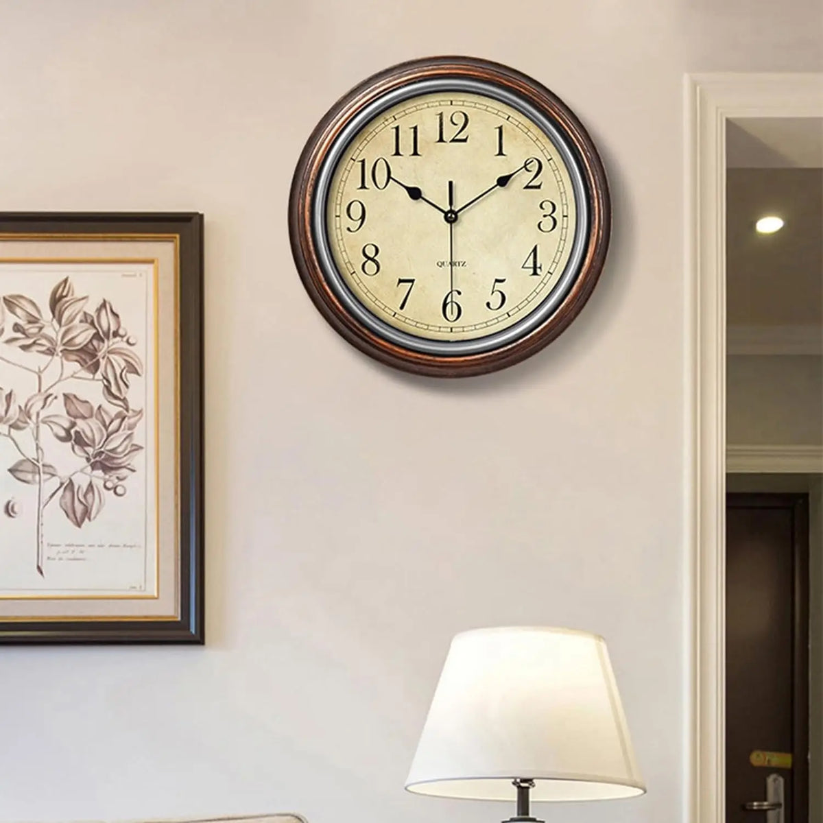 Silent vintage wall clock easy to read Roman Arabic numerals - view 5