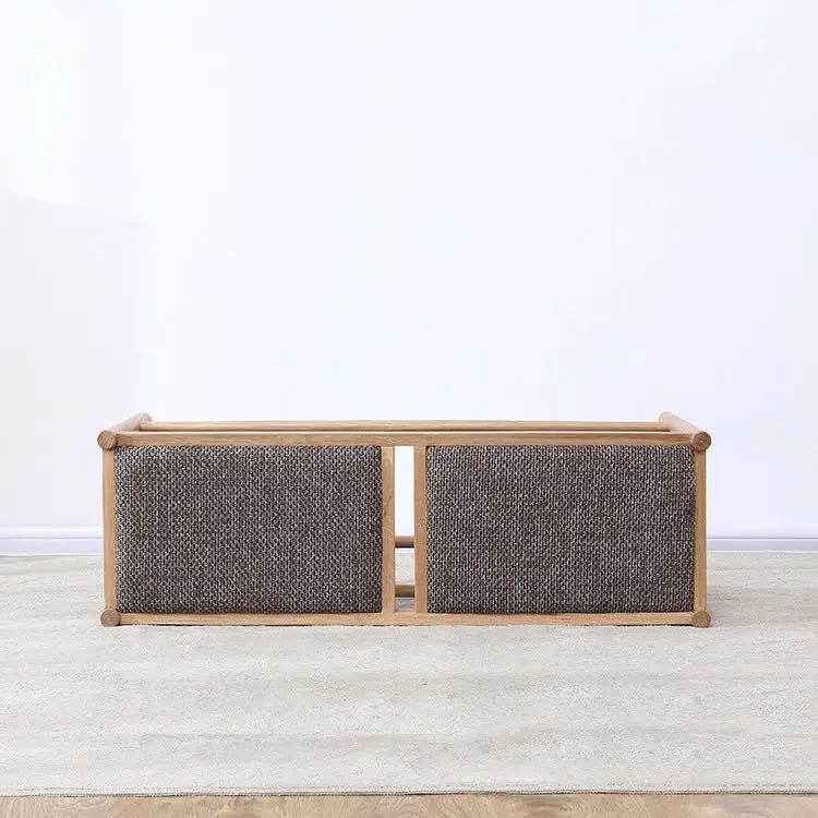 Nordic solid wood bench with braided rope simple design - Army Green