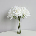 Bouquet of artificial rose wines with curly edges for wedding and decoration - White