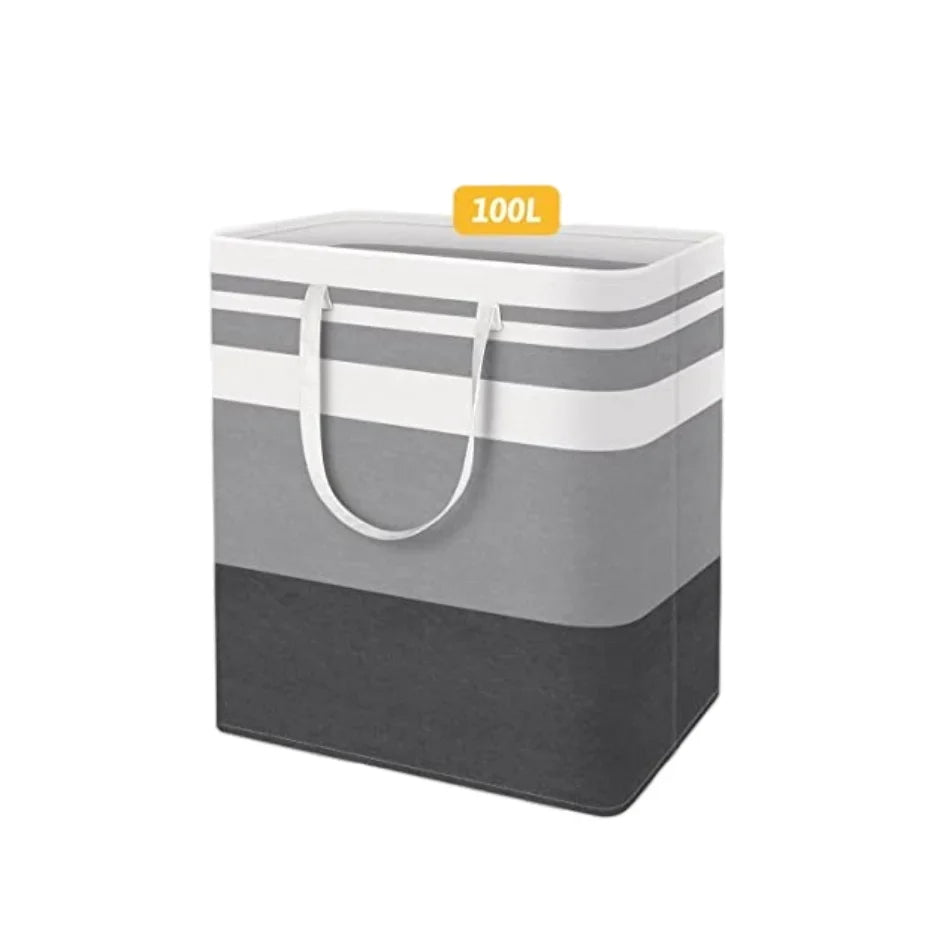 Large Laundry Basket 100L Waterproof,Collapsible Tall Clothes Hamper with Extended Handles for Clothes Toys in the Dorm,Family - 100L