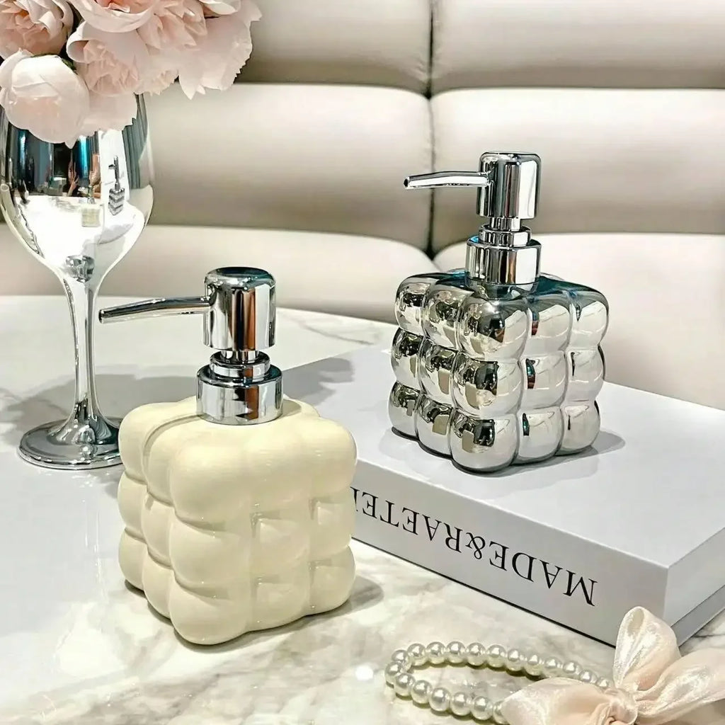 Ceramic Liquid Soap Dispenser, 300 ml, Cream or Silver - view 2