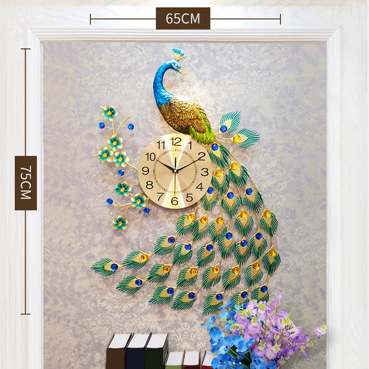 Modern wall clock in peacock shape for interior decoration - view 6