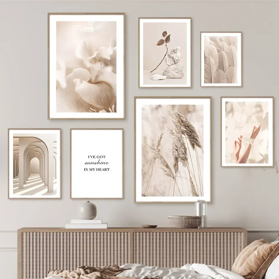 Wall art orchid feather reed for interior decoration