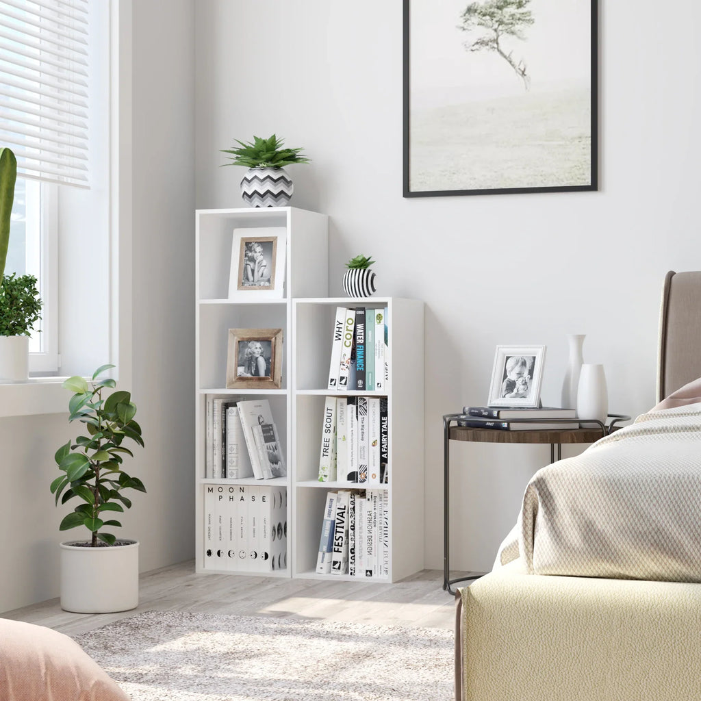 Getone Small Bookcase, White Bookshelf, 3 Cubes Storage Unit, Living Room Bookcase Wooden 30x30x80cm - view 4