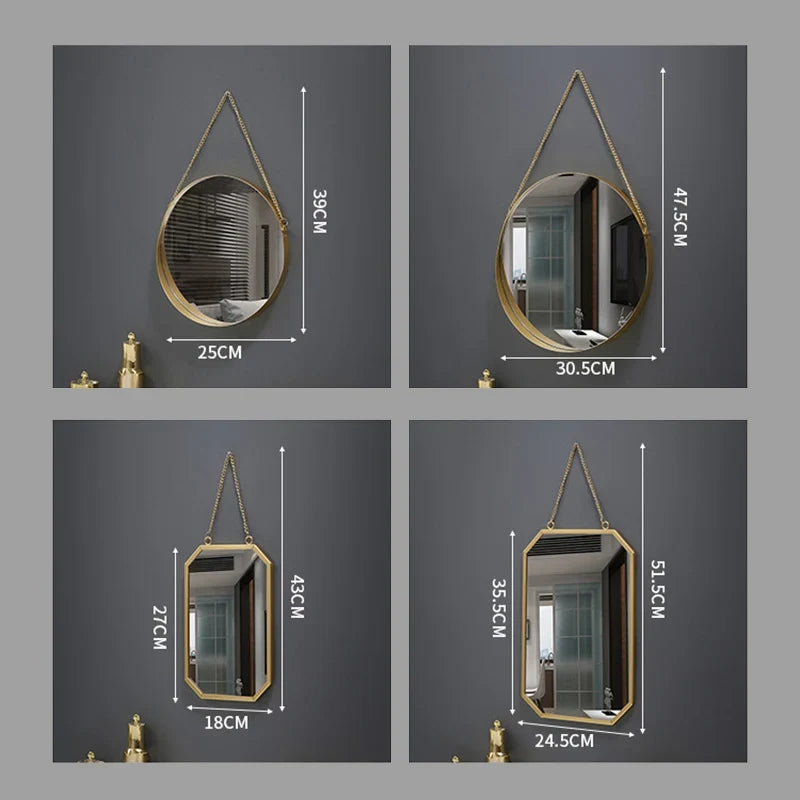 Creative round wall mirror for interior decoration and makeup - view 6