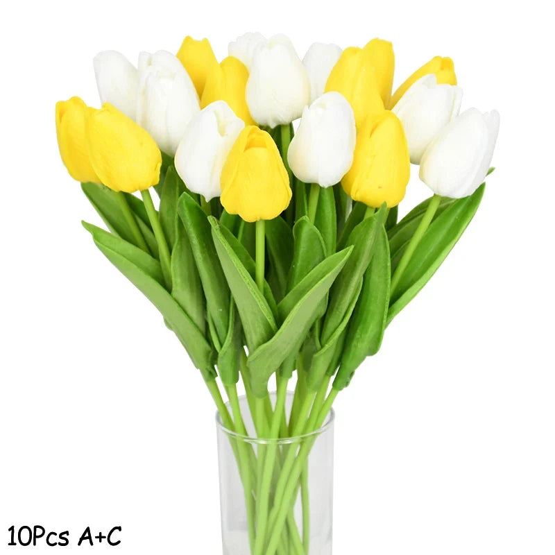 10 artificial tulips for wedding decoration and garden - Mix3