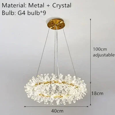 Modern transparent crystal pendant light for interior decoration - Diameter 40 cm / Warm Light