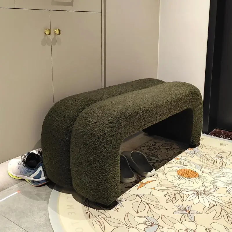 Lamb wool bench for indoor and outdoor use - view 2