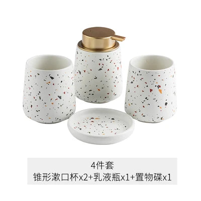 Ceramic bottle for soap and portable lotion - 4 piece set