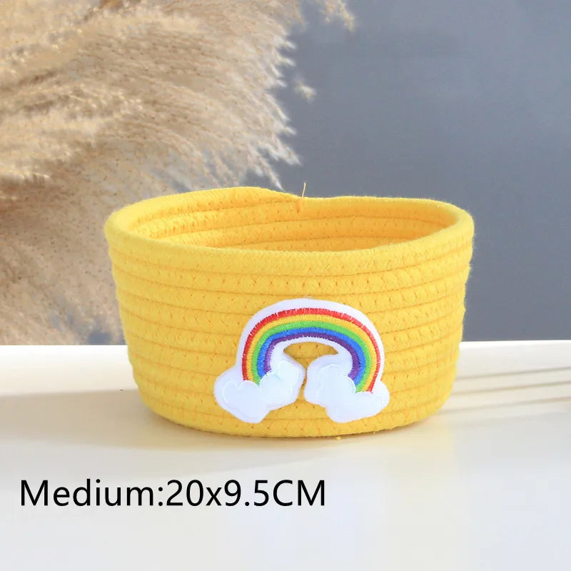 Woven storage basket for toys and various objects - Yellow M