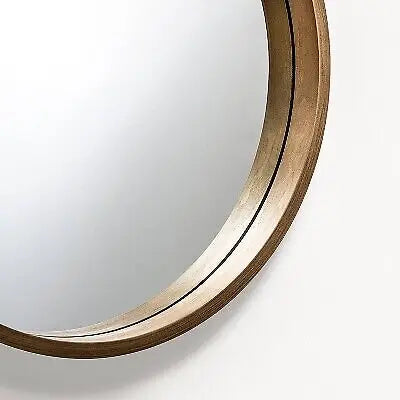 Modern round wall mirror in rustic natural magnolia - view 3