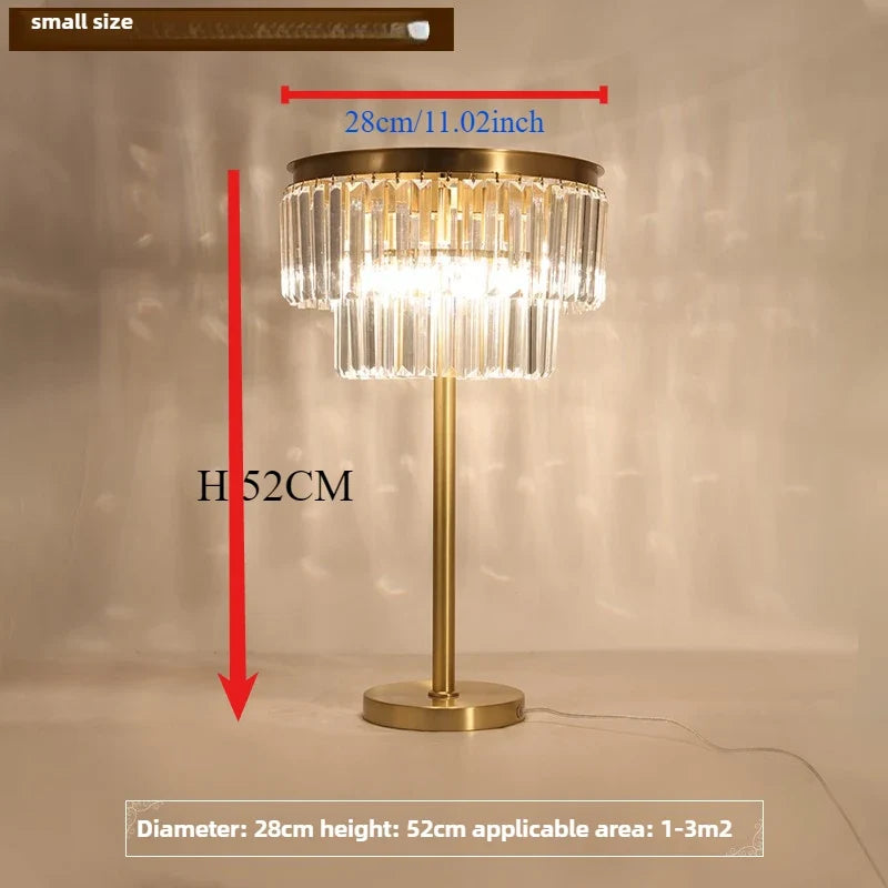 Modern design copper crystal desk lamp luxury - 6000K / H 52cm