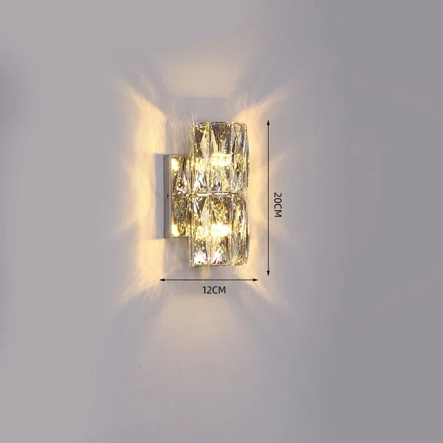 Modern wall sconce crystal for elegant interior decoration - 2 Chrome Layers / Warm Light