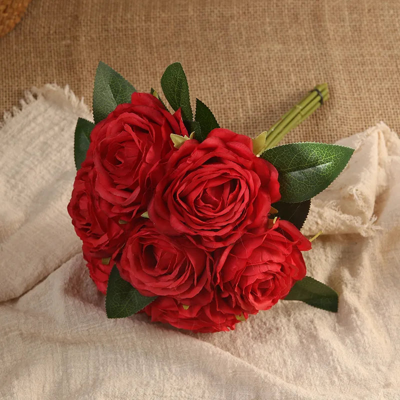 Bouquet of artificial rose wines interior and exterior decoration false flowers - view 2