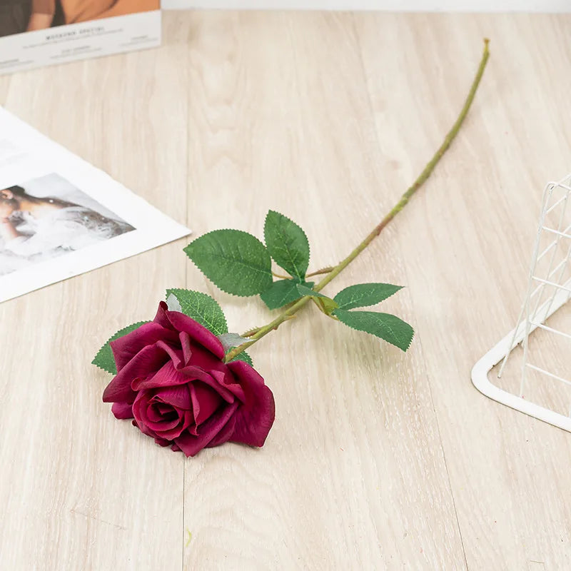 Realistic artificial rose branch for decoration and photography - view 3