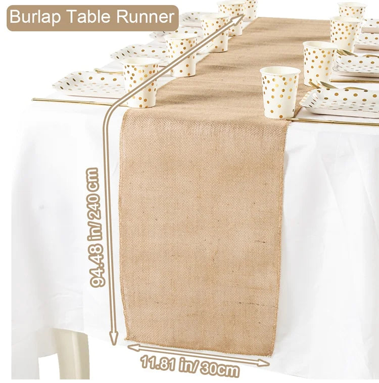 Rustic field-style linen table runner - 240cm